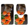 3D Kitten Bathroom Toilet Three-Piece Floor Mat Doormat Bathroom Carpet