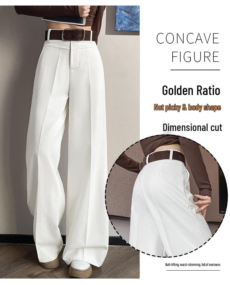 2026 Spring High-Waisted Wide-Leg Washed Cotton Straight Pants for Women, Floor-Length and Slimming