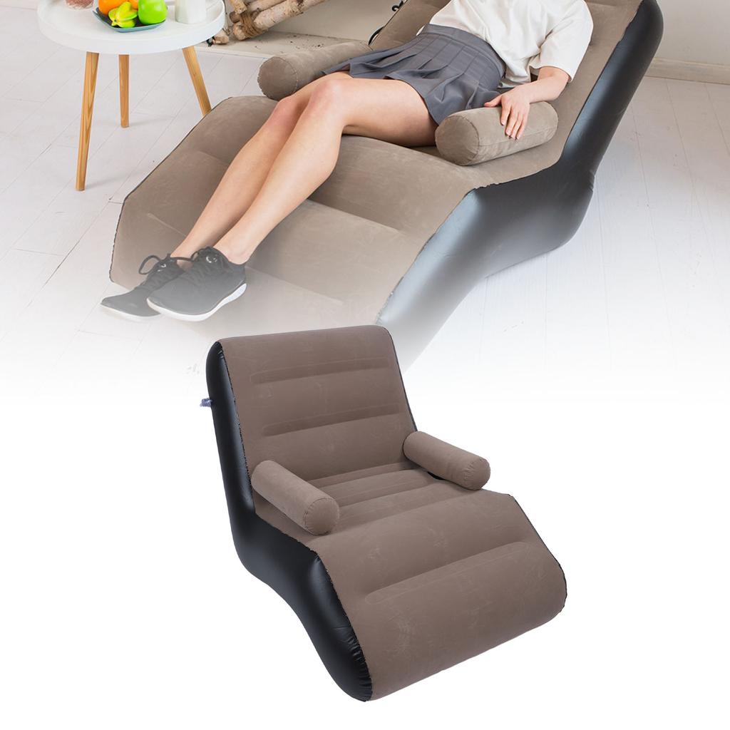 Inflatable Sofa Ergonomic S Shaped Portable Soft Flocking   Blow Up Couch for Home Travel  