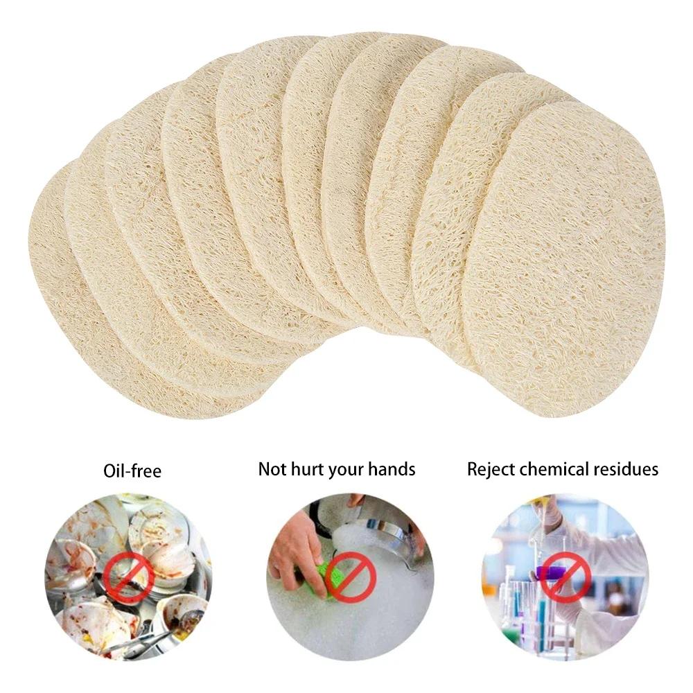 1/5/10Pcs Natural Luffa Sponge Dish Washing Cloth Loofah Scrub Pad Dish Pot Scrubber Sponge Household Kitchen Clean Brushes Pad