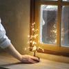 Wall-Mounted Christmas Tree, Mini LED USB Remote Control Light, Tabletop Glowing Ornament, Nordic Style, Natural Decoration, Gold (35cm)