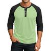 Men Henley Neck Raglan Sleeve Three Quarter Button Down Baseball T Shirt Casual Loose Fit Top for Daily Wear