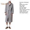 Herren Langer Trenchcoat aus Kunstleder mit Revers, langärmelig, einfarbig, Windjacke, wasserdicht, winddicht, Windjacke