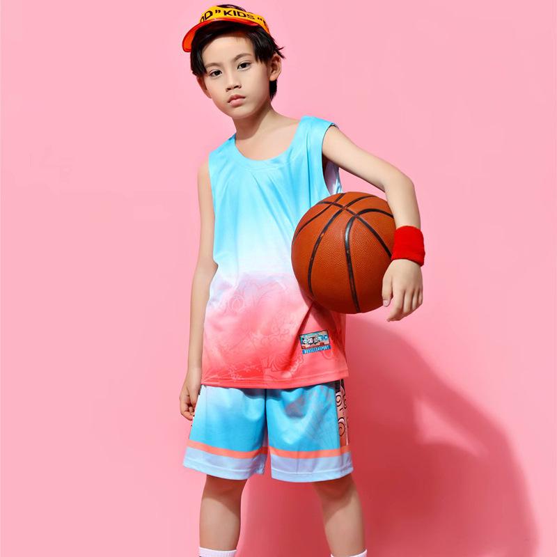 

Персонализированный градиентный баскетбольный комплект для детей – Дышащая летняя спортивная майка и экипировка для командных тренировок M