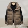 Down Cotton Vest Women's Short Autumn and Winter New Stand-up Collar Fashion Vest Vest Vest Vest Outer Wear