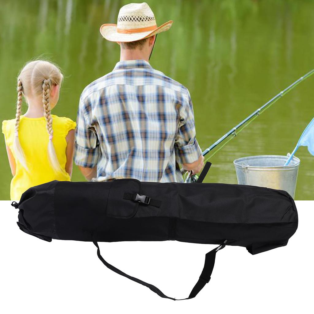 Sac pour Cannes à Pêche Forme Cylindrique Tissu Oxford 600D Résistant à l'Eau Antichoc Portable Sac de Rangement pour Cannes à Pêche pour Ligne de Pêche Appâts Équipement de Pêche