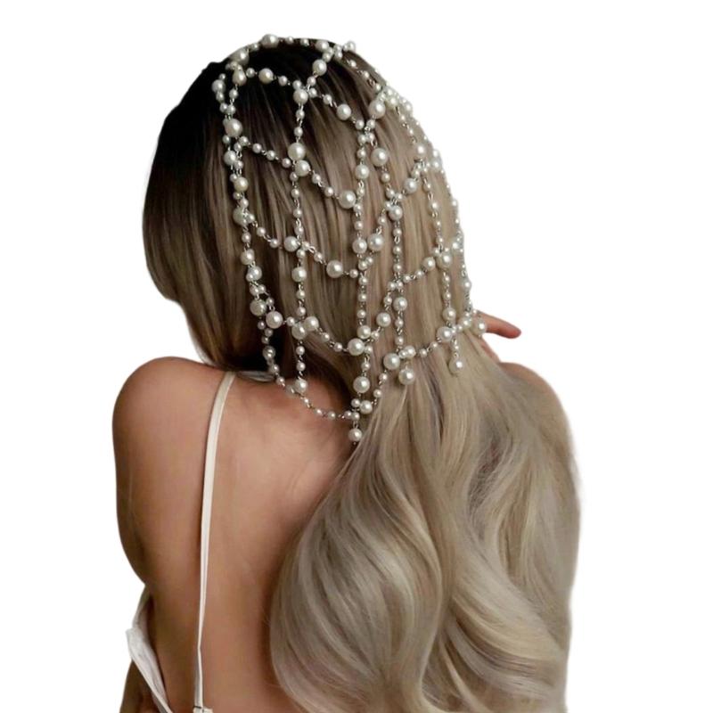 Elegant Pearls Bonnet Hat For Women Stylish Headwear With Imitation Pearls For Weddings Parties And Everyday Wear 1 серебряный