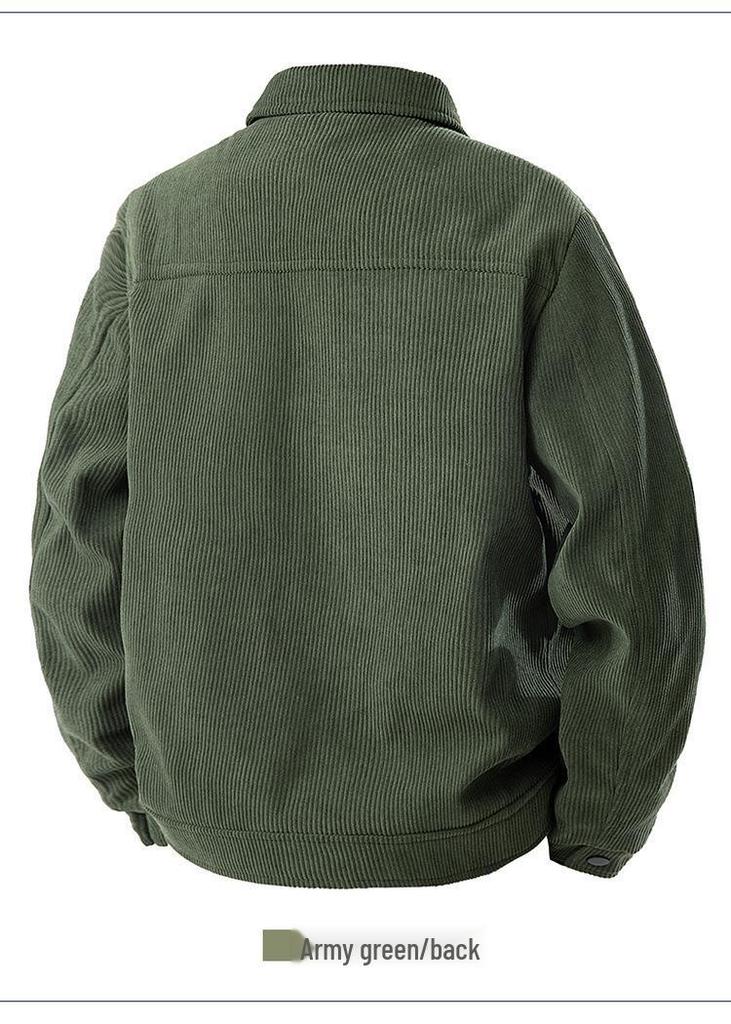 Men's Retro Corduroy Workwear Jacket: Casual American Style, Cool Lapel Top for Spring and Autumn.