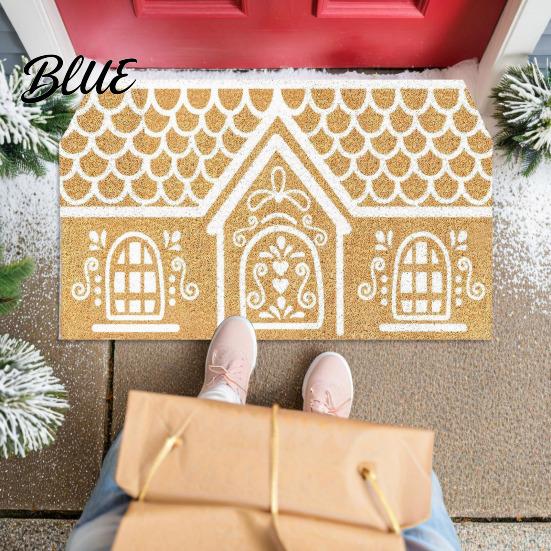 Festive Floor Mat Vintage Living House Dirt Rug Gingerbread Christmas Entrance Scrubber Washable Space Holiday