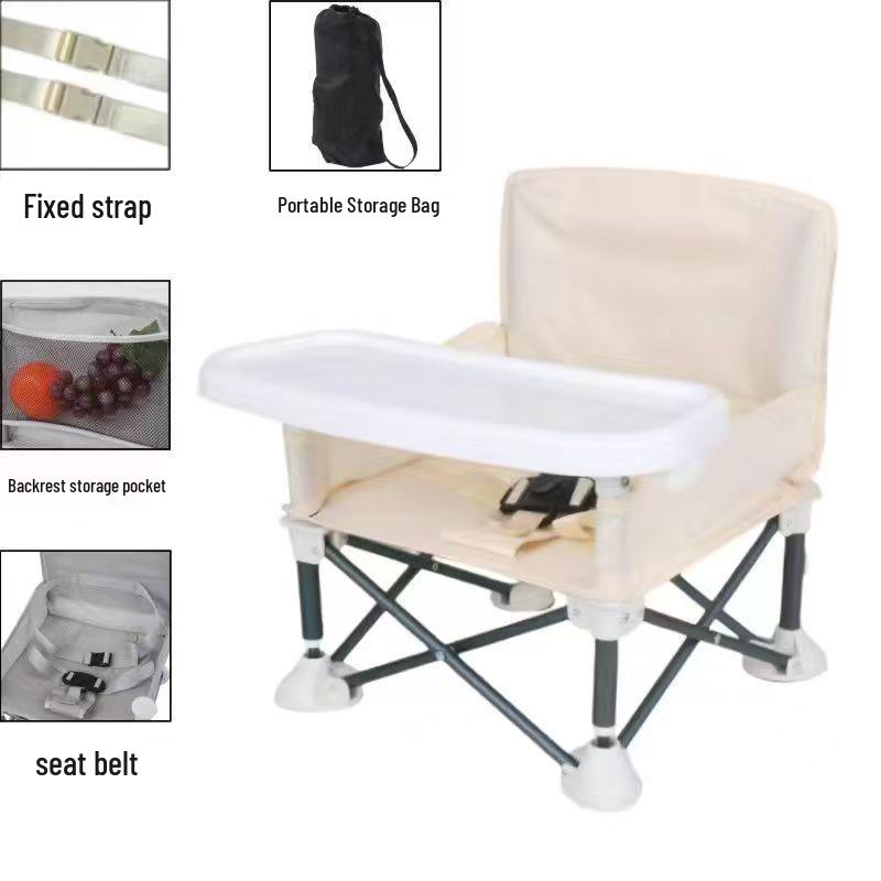 Portable Foldable Children's High Chair: Lightweight Aluminum Camping & Beach Chair with Eating Table.