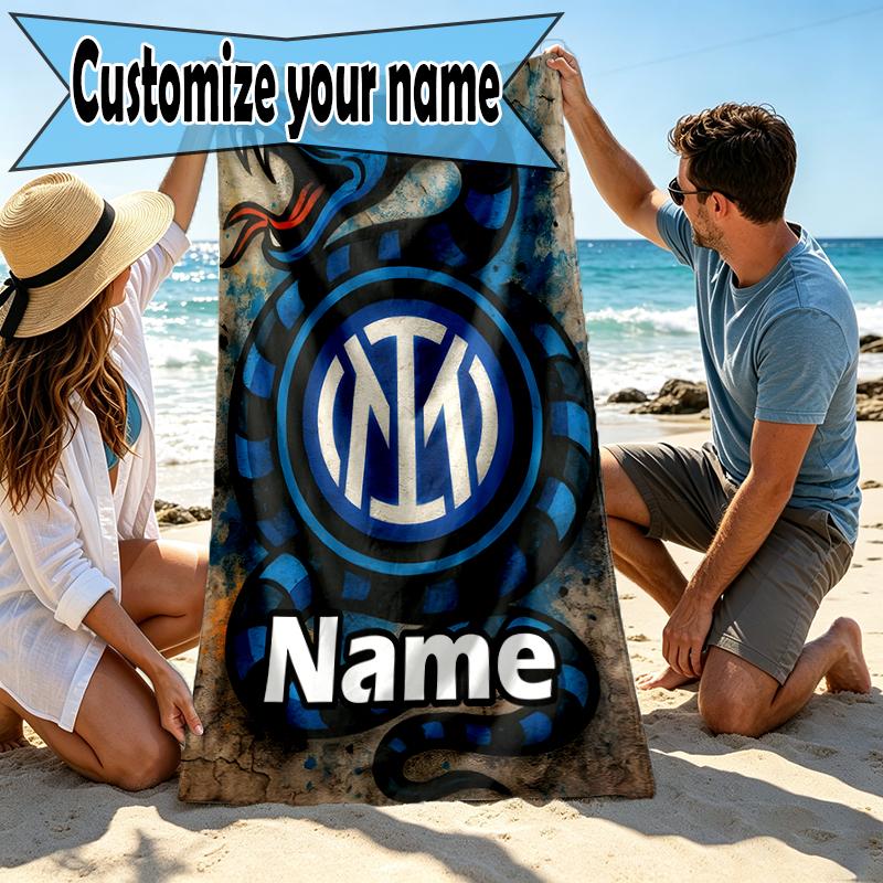 Custom Name Personalized Atletico Madrid Print Beach Towel, for Trip Camping Beach Party Home Decor, Birthday Gift for Family & Friends