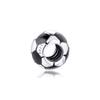 925 Sterling Silver Black Enamel Soccer Ball Charms Fits Original Europe Bracelets Metal Beads DIY Jewelry
