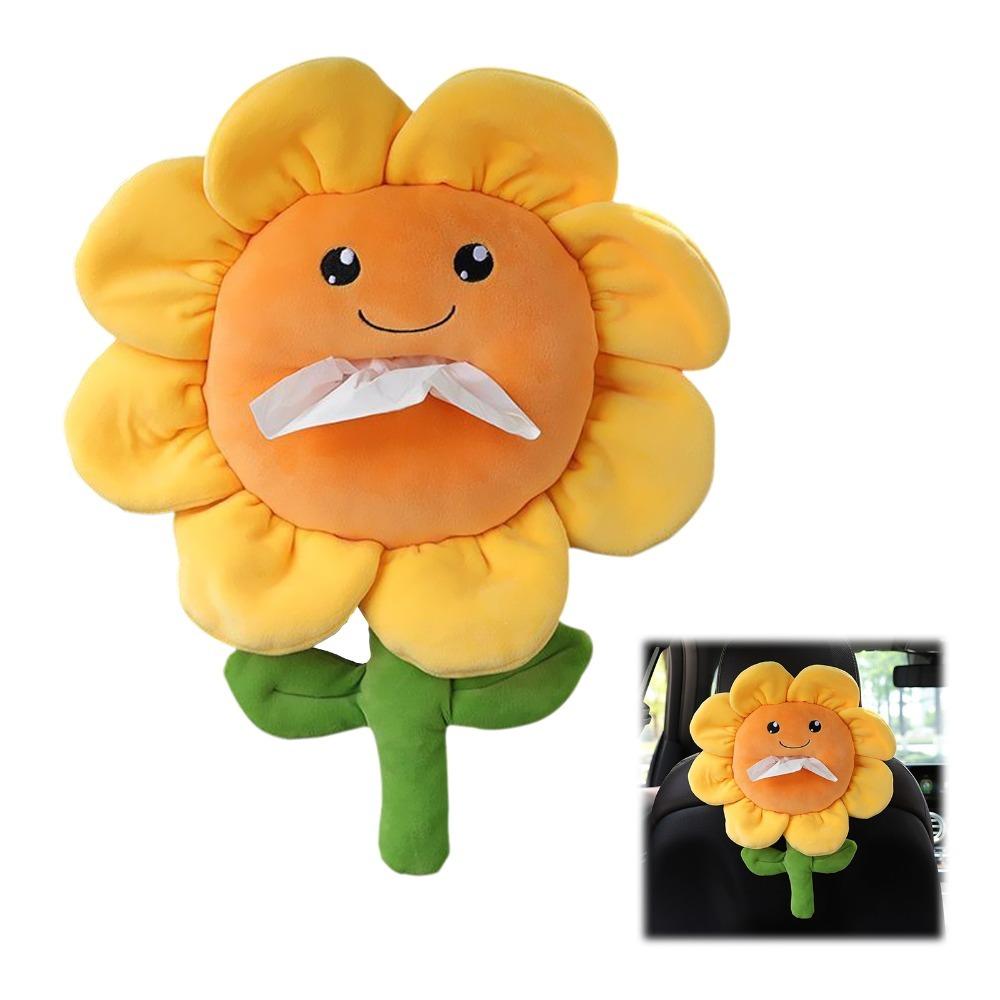 28 x 28 cm Sunflower Plush Car Tissue Box Car Rear Seat Backrest Tissue Storage