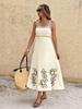 Women's Vintage Floral Spaghetti Strap Backless Dress - Casual Summer Wear