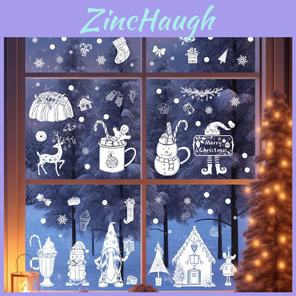 Christmas Snowflake Reindeer Window Sticker With Static Glass Decals For Holiday Decor