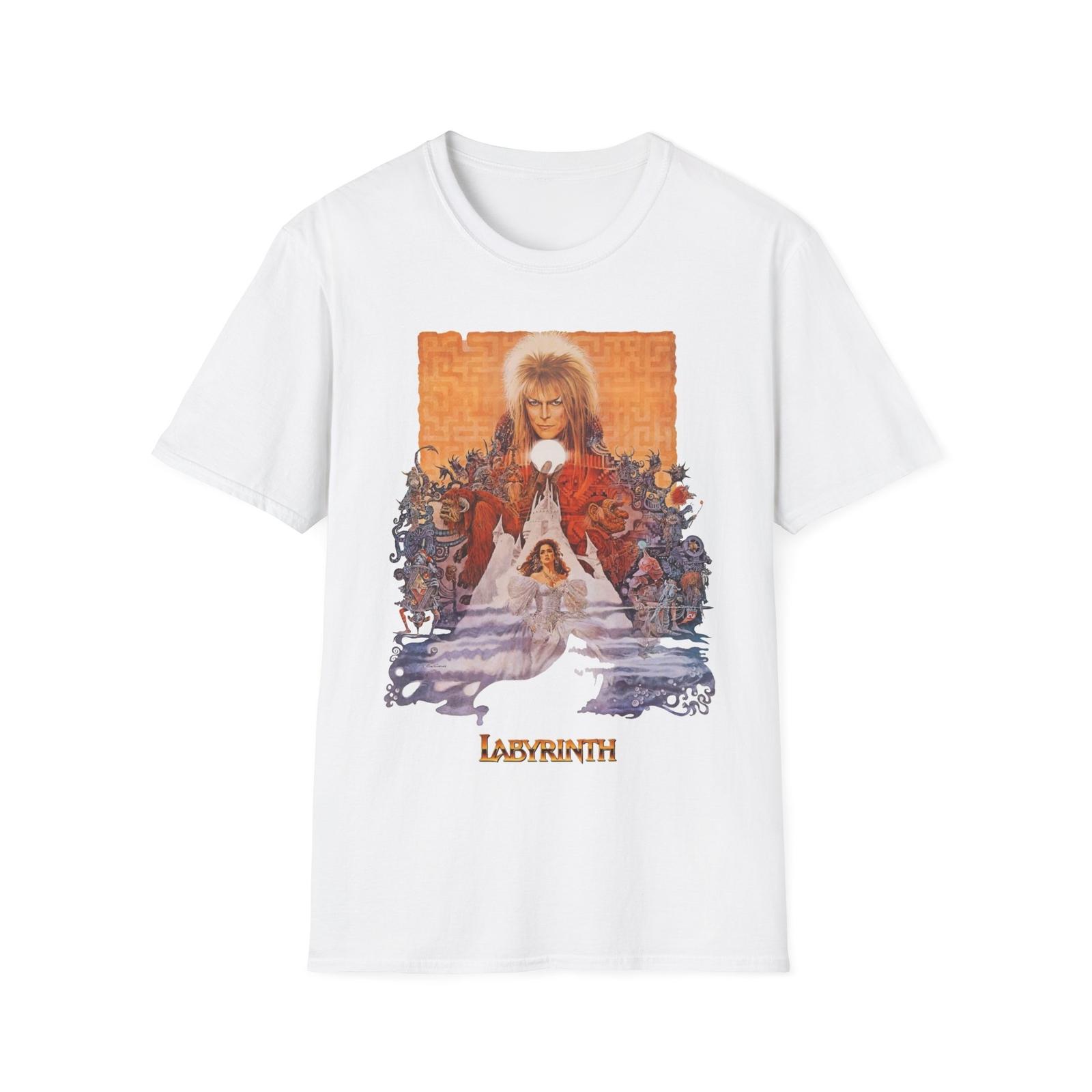 Labyrinth Movie T-Shirt David Bowie Retro Movie Poster Tee Summer 1986 Shirt XXL
