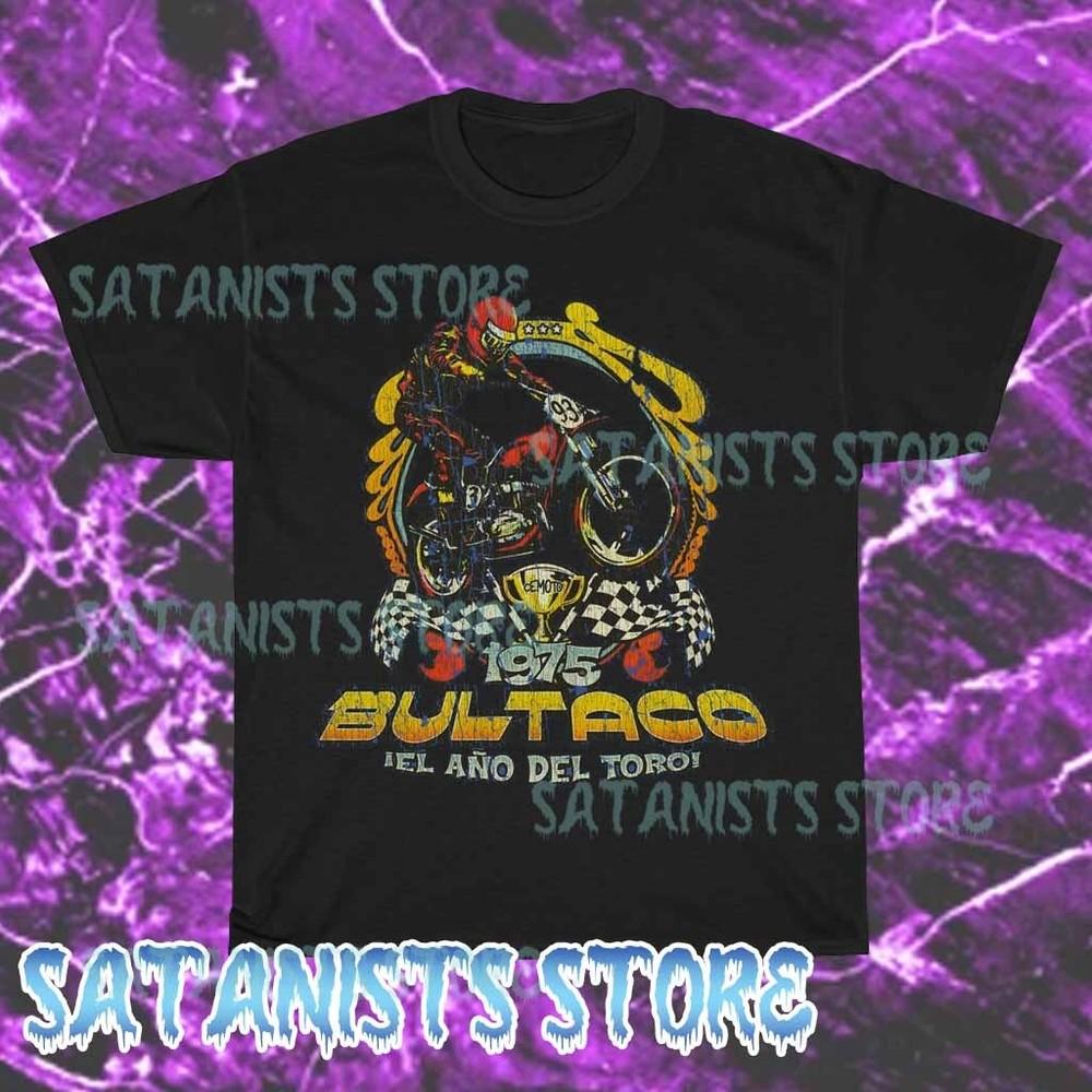 

New Bultaco Bull Motocross Motorcycles Men s Black T-shirt Funny Size S to 5XL S