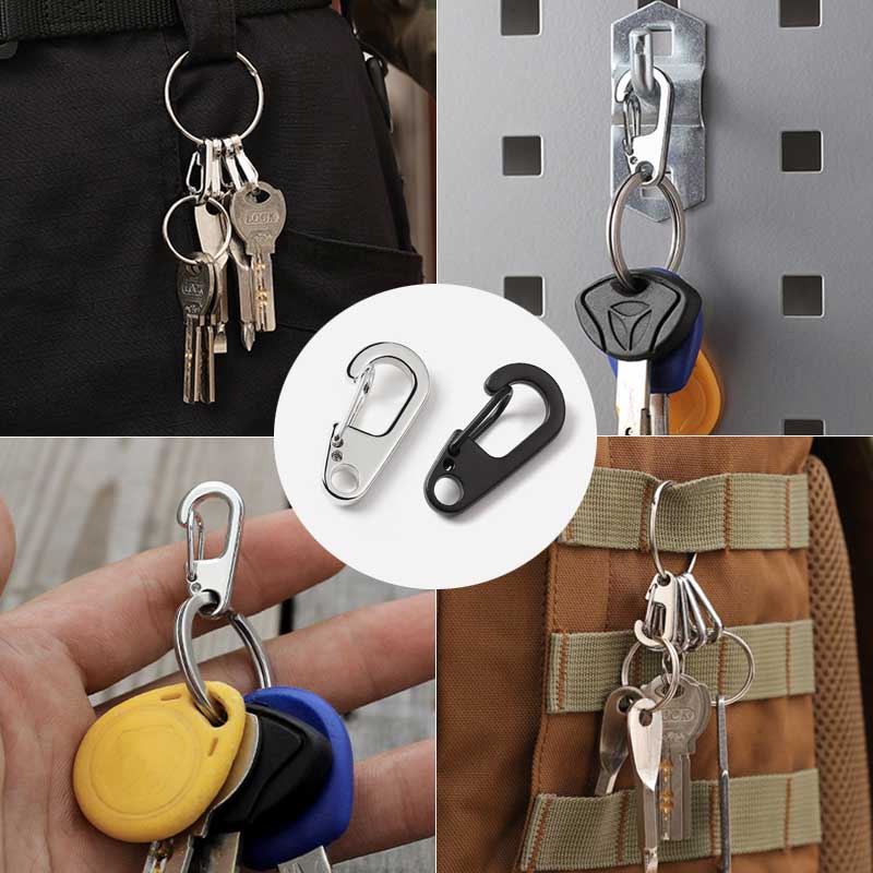 10 stk D Karabinkrok D-Ring nøkkelring Fjærklemmer Mini Aluminiumslegering Hengespenne Overlevelse EDC Gear Outdoor Camping Nøkkelring Verktøy