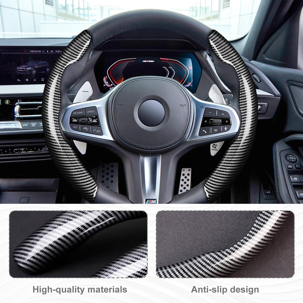 2pieces Car Steering Wheel Car Steering Wheel Anti-slip Cover Anti-slip Interior Heightener Cover