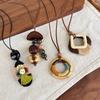 Trendy Boho Hol Hout Dikke Geometrie Bamboe Gewricht Hanger Lang Verstelbaar Koord Trui Ketting Ketting Voor Vrouwen Bedels Sieraden