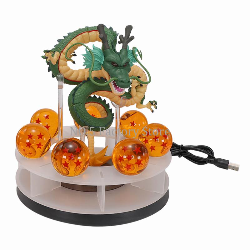 New Dbz Anime Shenlong Led Action Figures Set Night Lights Shenrou Crystal Balls Shelf Figurine Model Xmas Gift Toys