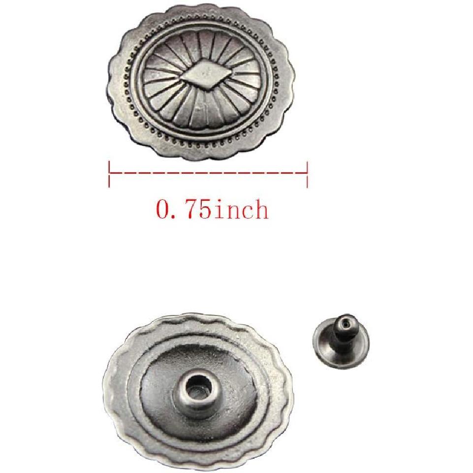 Retro Oval Flower Texture Decorative Rivet Metal Silver Carving Round Shape Conchos Castings Screw Back Buttons Fashion Fine Personality DIY Leather