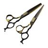 Germany Leopard Pattern Black Gold Hairdressing Scissors: Straight & Thinning Sets