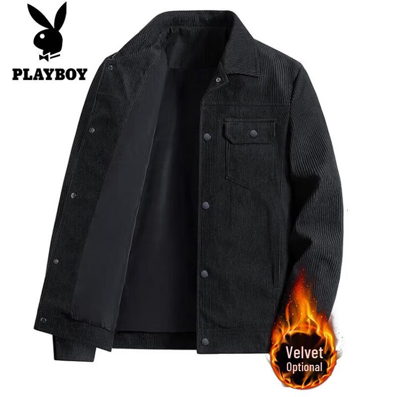 Мужская вельветовая куртка с лацканами Playboy 5XL