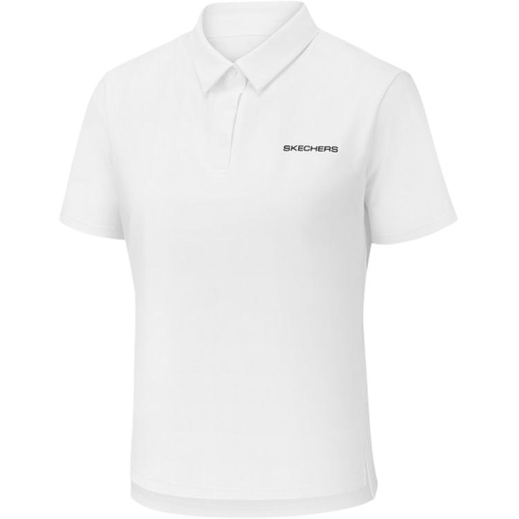 Skechers White Minimalist Comfortable Short Sleeve Polo Shirt Women tops P326W036-0019 S