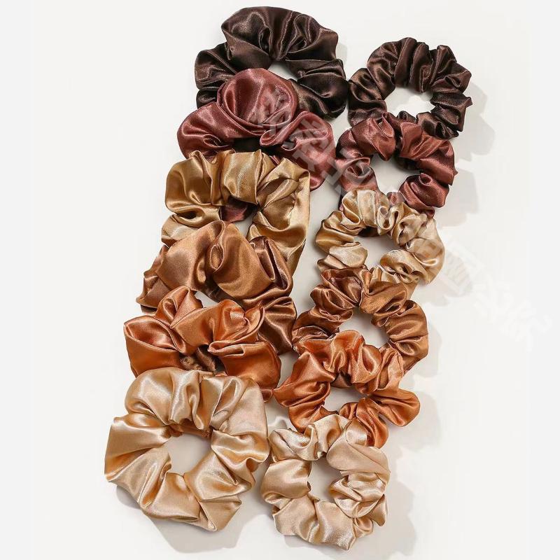 12Pcs Soft Simple Solid Color Hair Ties Korean Style Satin Scrunchie Suitable For Wearing In All Settings Hair Accessories