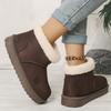Fashion Faux Suede Flat Snow Boots for Women Plus Size Thick Sole Chunky Platform Ankle Boots Winter Warm Comfort Non Slip Cotton Boots