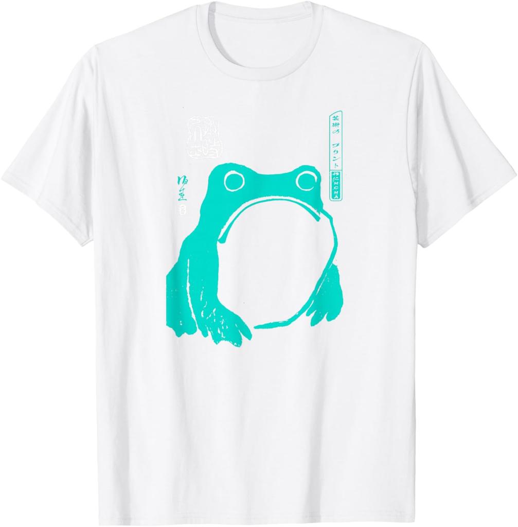 Japanese Frog Art Graphic Tee Vintage Sumie Ink Style Casual Cotton TShirt