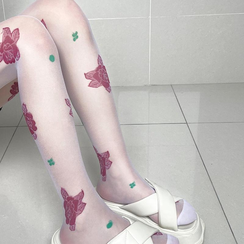 Retro Flowers Jacquard Tights for Women Summer Ultra-thin Pantyhose Elegant Fashion Ladies Sheer Transparent Tight Stockings