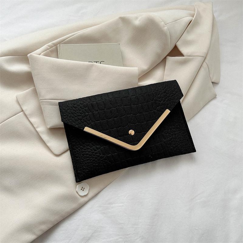 Trendy Women's Felt Envelope Bag In Elegant Black Green Khaki And Fuchsia For Everyday Fashion