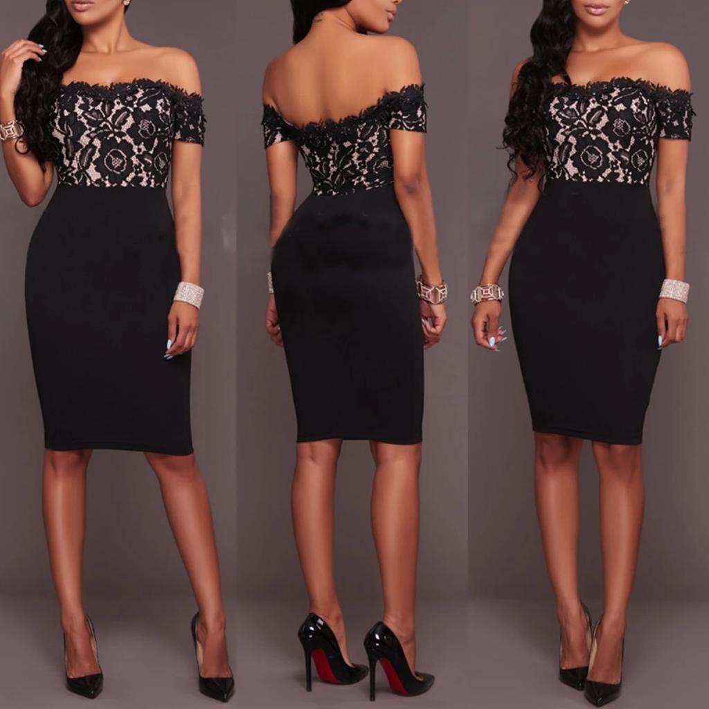 Summer Women Fashion Lace Patchwork Casual Dresses Vintage Prom Elegant Evening Party Dress Plus Size