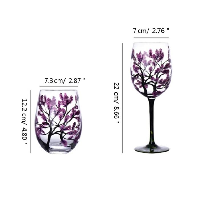 Handmade Painted Glass Wine Glasses Four Seasons Tree Goblet Gift for Friend