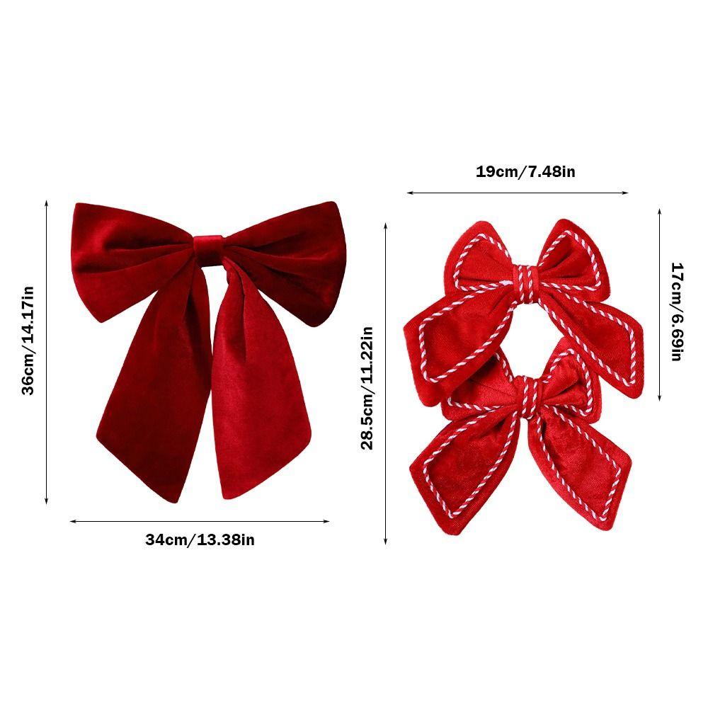 1/2PCS Red Christmas Decorative Bowknot DIY Accessories Big Size Xmas Tree Hanging Bowknot Showwindow Ornament Flannel