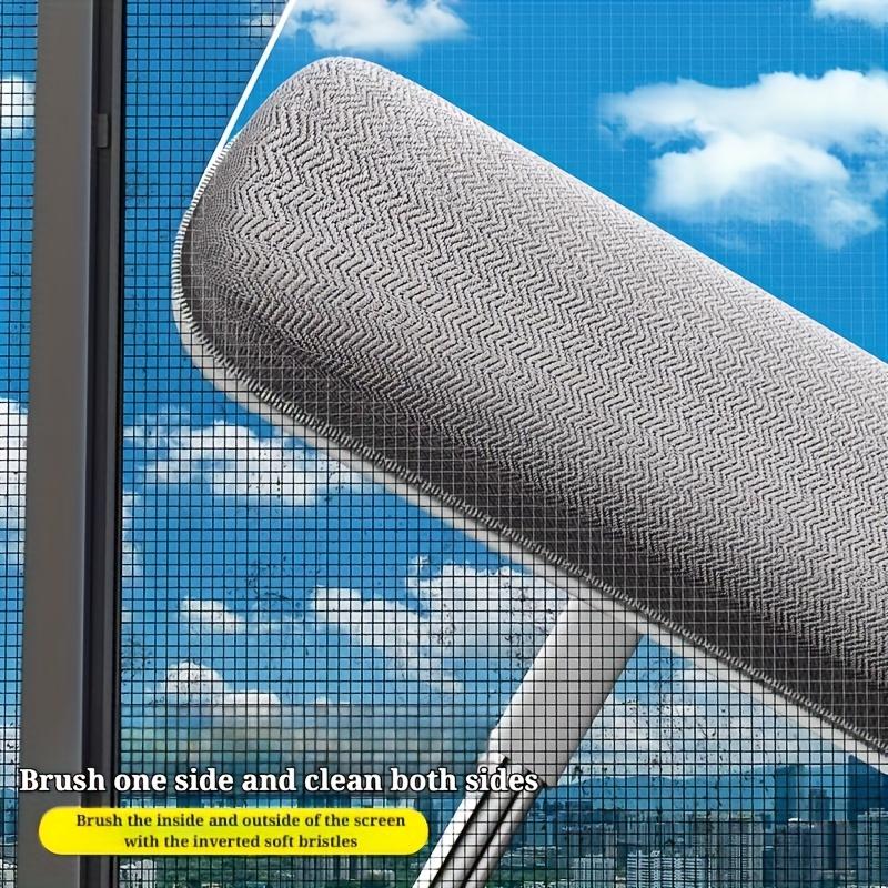 Magic Window Cleaning Brush for Screen Windows/Glass, Pet Hair Remover - Reusable Household Tool with Extendable Double Rods (Adjustable Length)