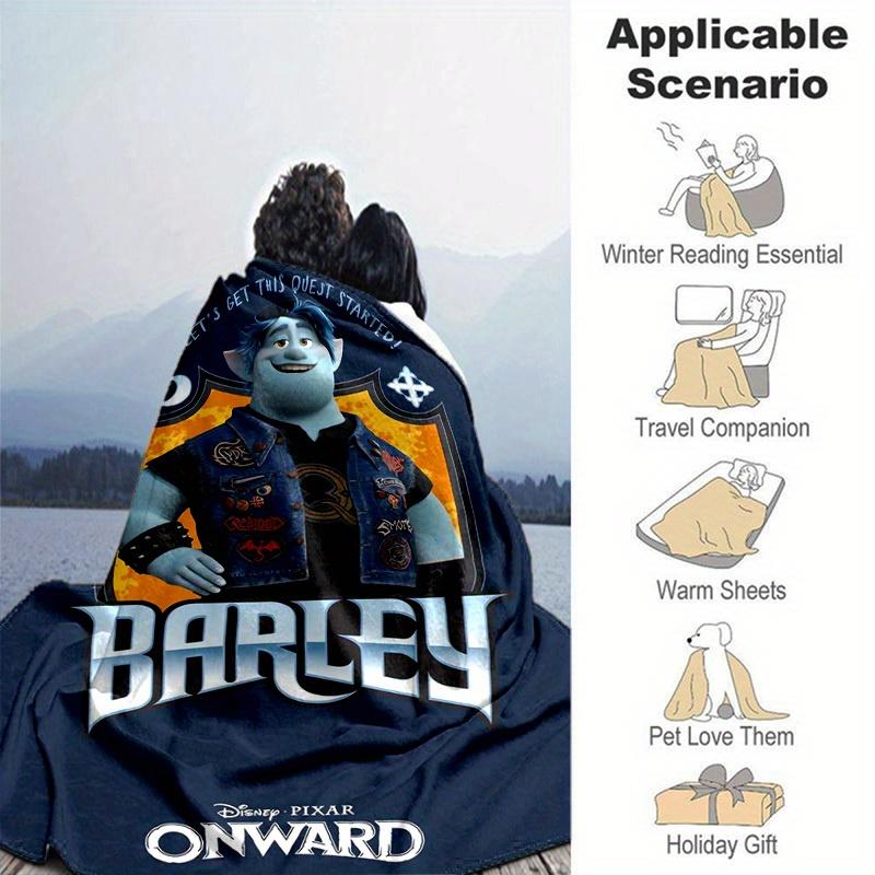 1pc, Pixar Onward Barley Blue Moon Biker Jacket Throw Blanket Home Decor, Couch Cover, Outdoor Blanket, Gift, Flannel Throw