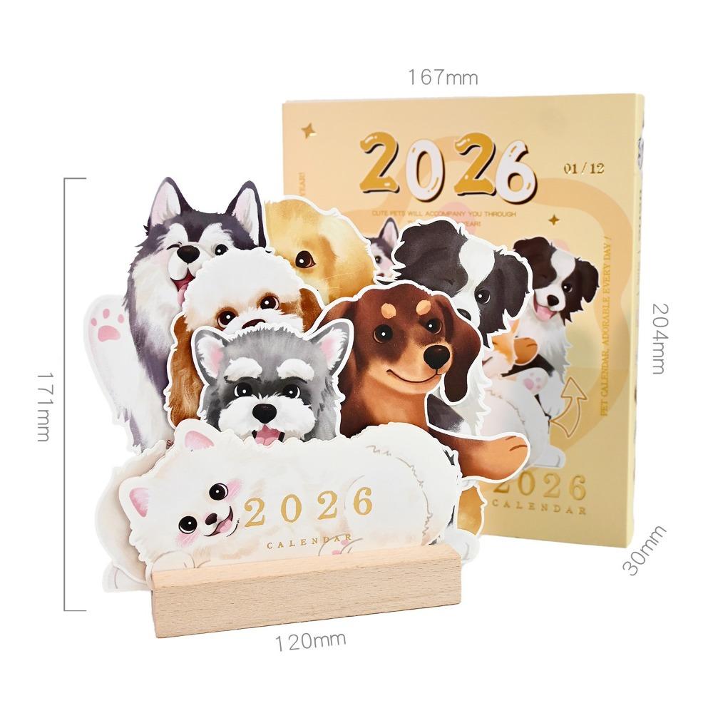 Coil Binding Cat Dog Desk Calendar Creative Daily Planning Supplies Portable Calendar  Office Use