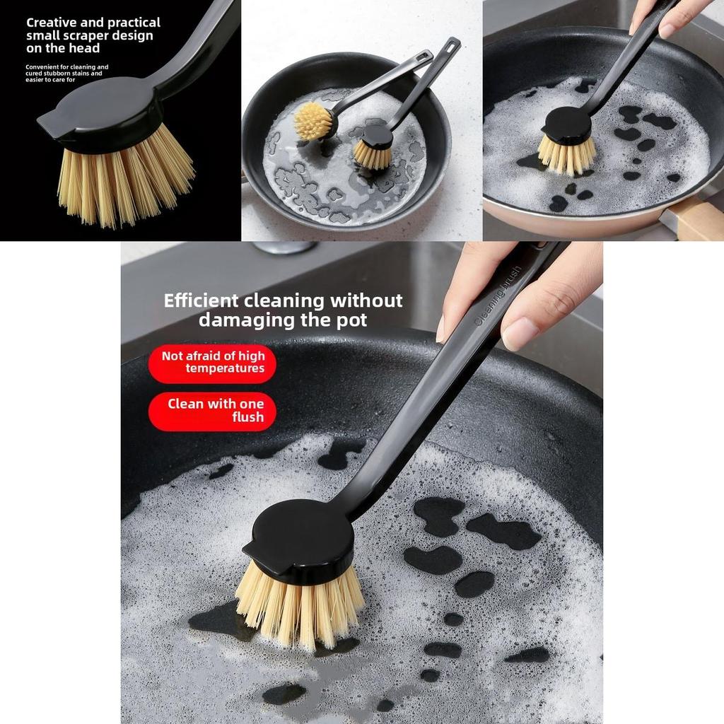 Nonstick Cookware Cleaning Brush With Long Handle And Durable Plastic Construction