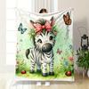 Cute Zebra with Flowers and Butterflies print blanket soft and cozy perfect for the living room bed sofa or a nap,gift