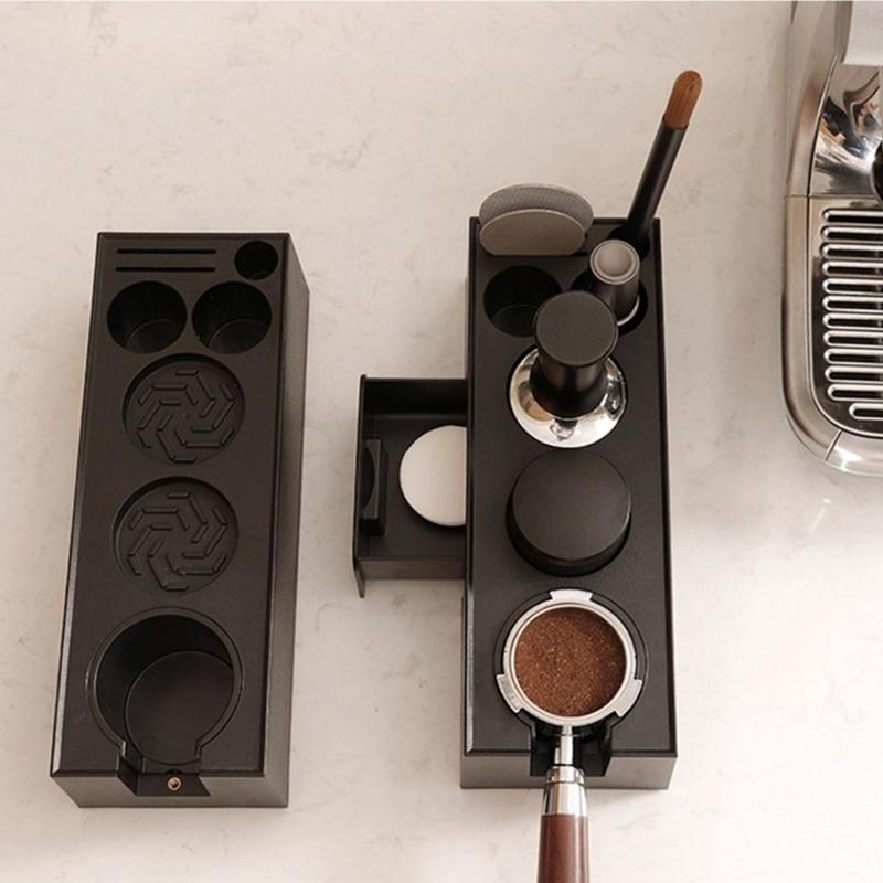 ABS Coffee Portafilter Rack Distributor Holder Convenient Espresso Tamper Mat Stand with Drawer Coffee Accessories
