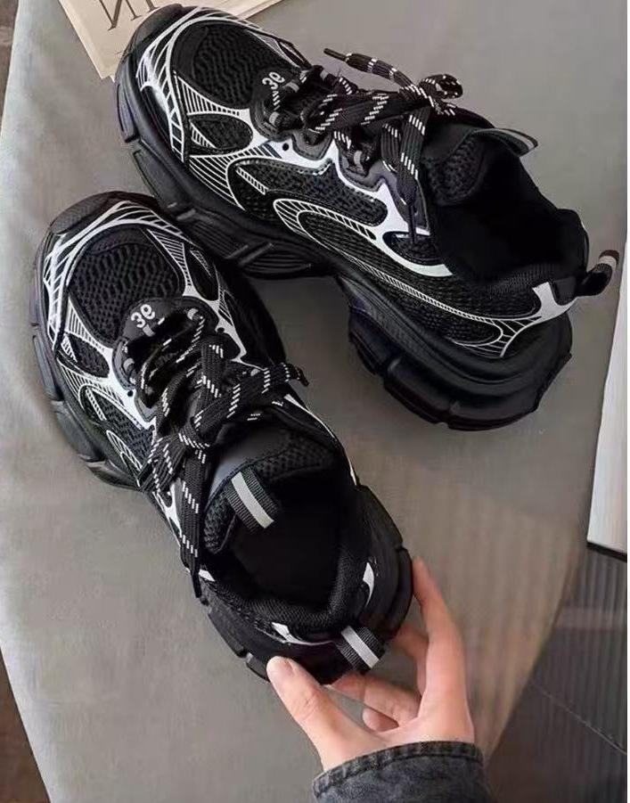 European Station Leather Daddy Shoes Casual Sports 2025 New Fashion Mesh Breathable Platform Casual Sports Shoes