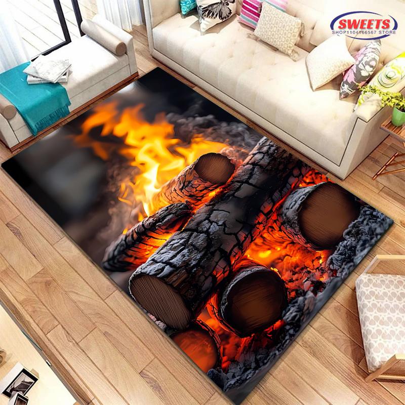 New Shelves! Outdoor Camping Theme Printed Carpet, Living Room Bedroom Office Children's Room Rug, Non-slip Machine Washable Mat