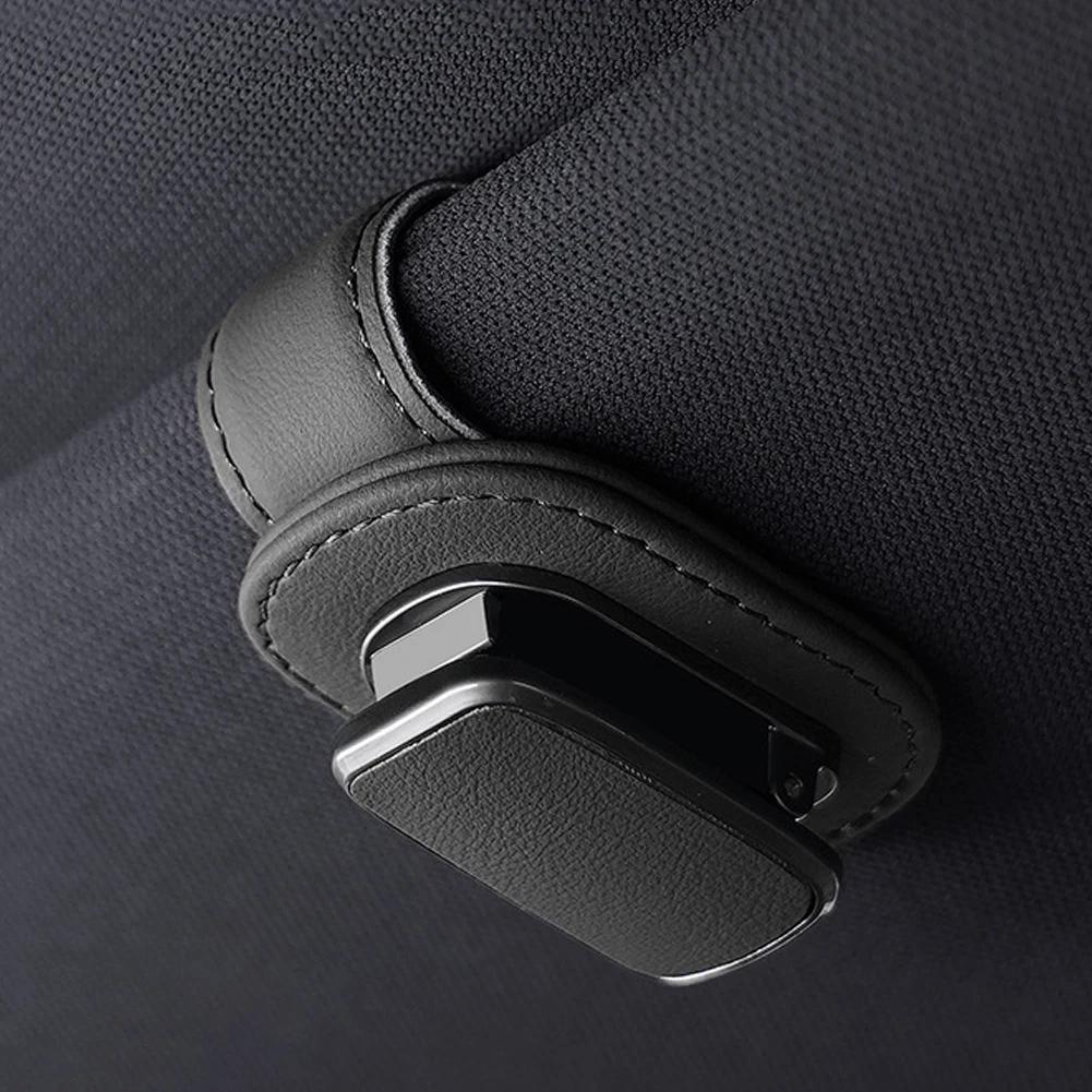 Universal Car Sun Visor Sunglasses Clip Card Ticket Holder Super Fiber Leather Eyeglass Storage Holder Auto Interior Accessories