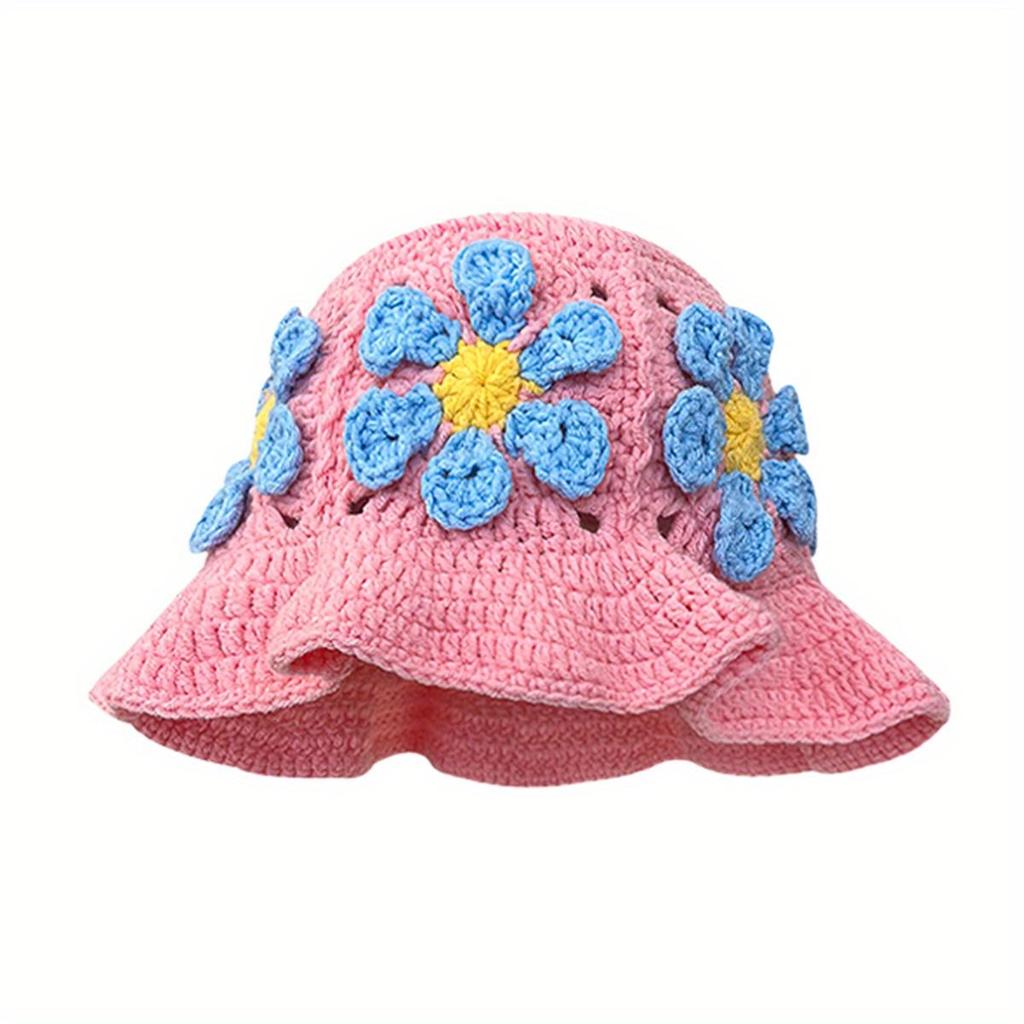 New Crochet Hat 2024 Fashion Colorful Woolen Hat Women's Autumn and Winter Cute Handmade Plush Hat Knitted Fisherman Bucket Hats