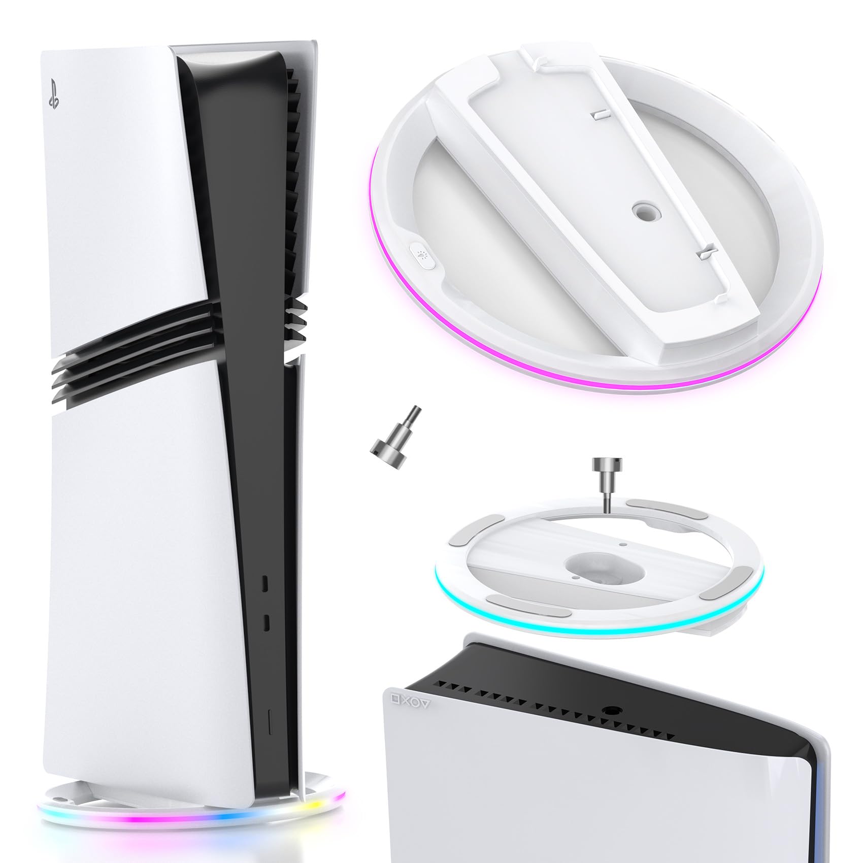 

PS5 Pro Vertical Stand AOKALI PS5 Stand for PlayStation Improved Heat PS5 Vertical PS5 Slim PS5 Pro PS5 Peripherals with All PS5 Slim/PS5/PS5 (Screws