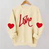 Ladies' Casual And Fashionable Round Neck Top With Valentines Print Hooded T,shirt Long Sleeved Sweatshirt