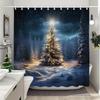 White Snowman Christmas Shower Curtains Christmas Gift Blue Forest Deer Rustic Cottage Washable Home Bath Curtain Bathroom Decor